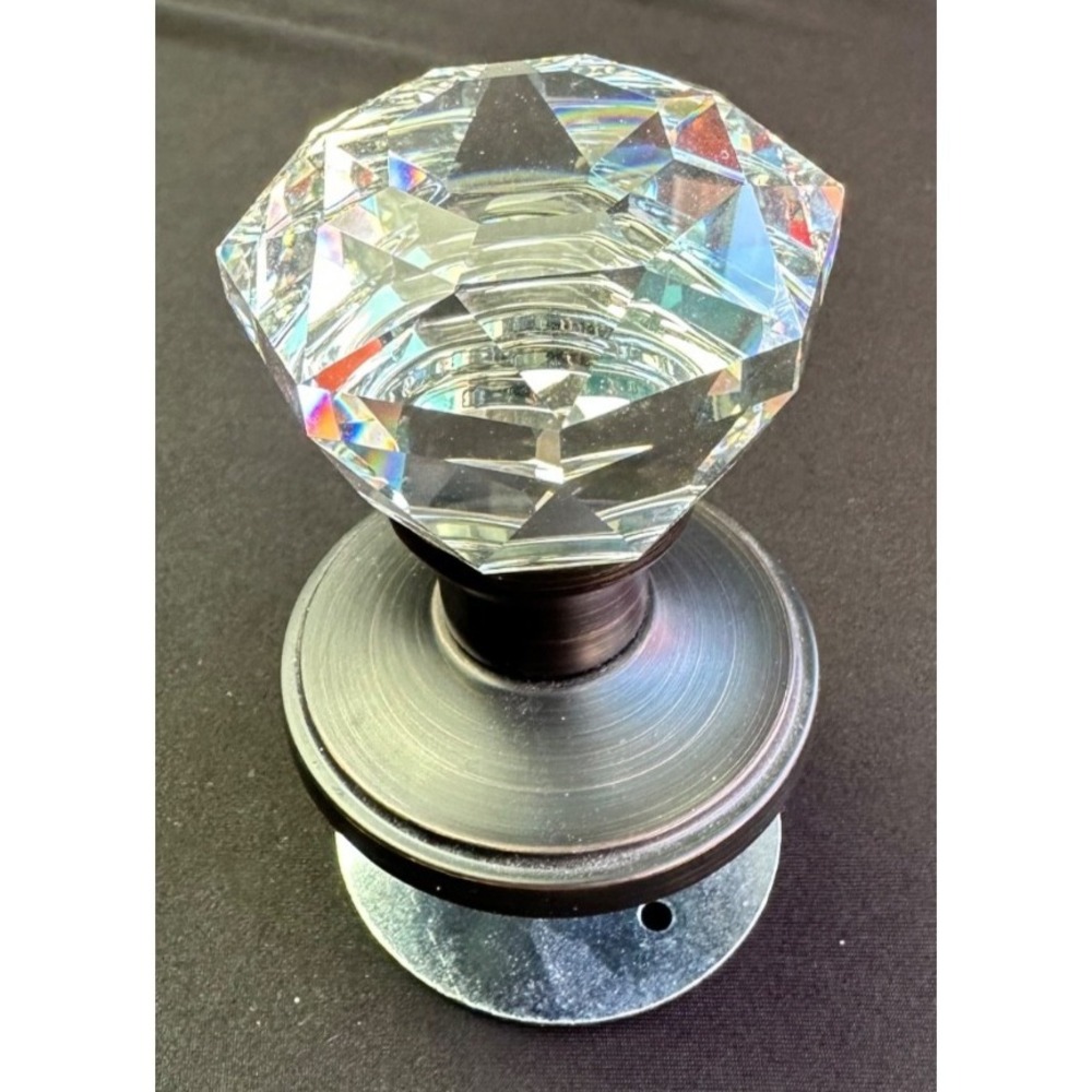 Crystal Glass Door Knob single 8 Point Octagon Sparkly